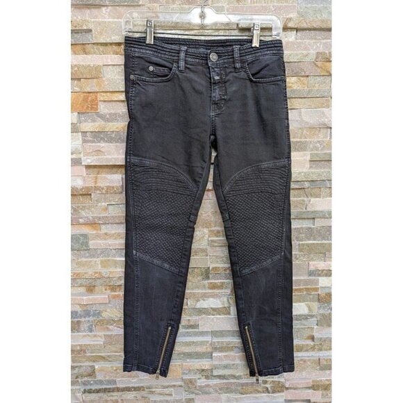 Closed Giselle Italy Black Biker Moto Zip Ankle Jeans Women's size 26 - Picture 1 of 6